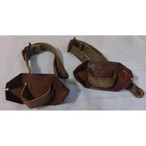 Vtg Steel Ice Cleats Spikes for Shoes Winter Traction Canvas Straps No Slip Fall